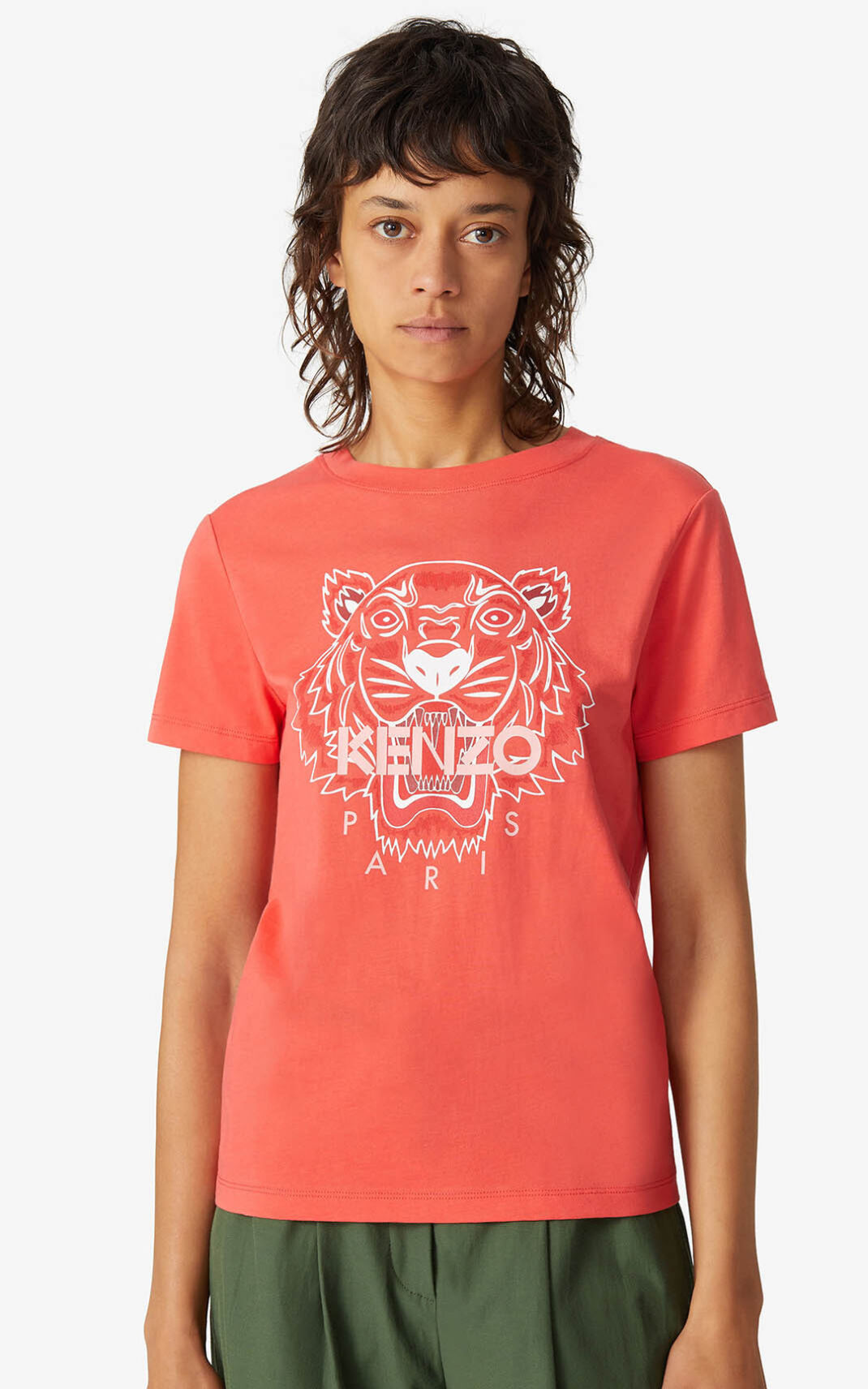 T Shirt Kenzo Femme Tiger Rouge RYECS-9581